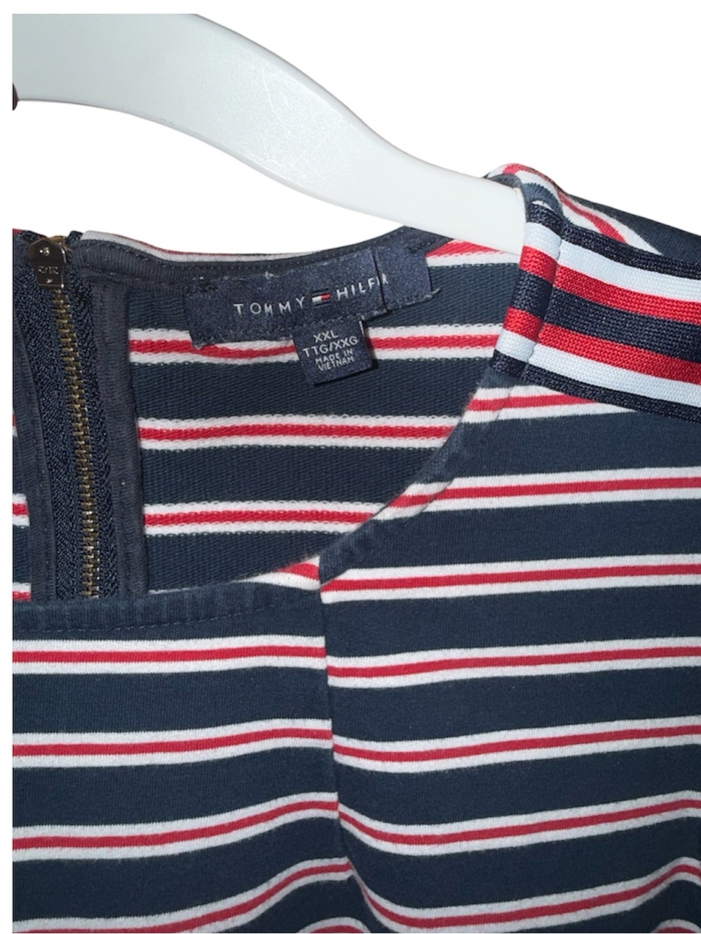 Tommy Hilfiger Navy & Pink Striped Sleeveless Shift Dress - Picture 4 of 4